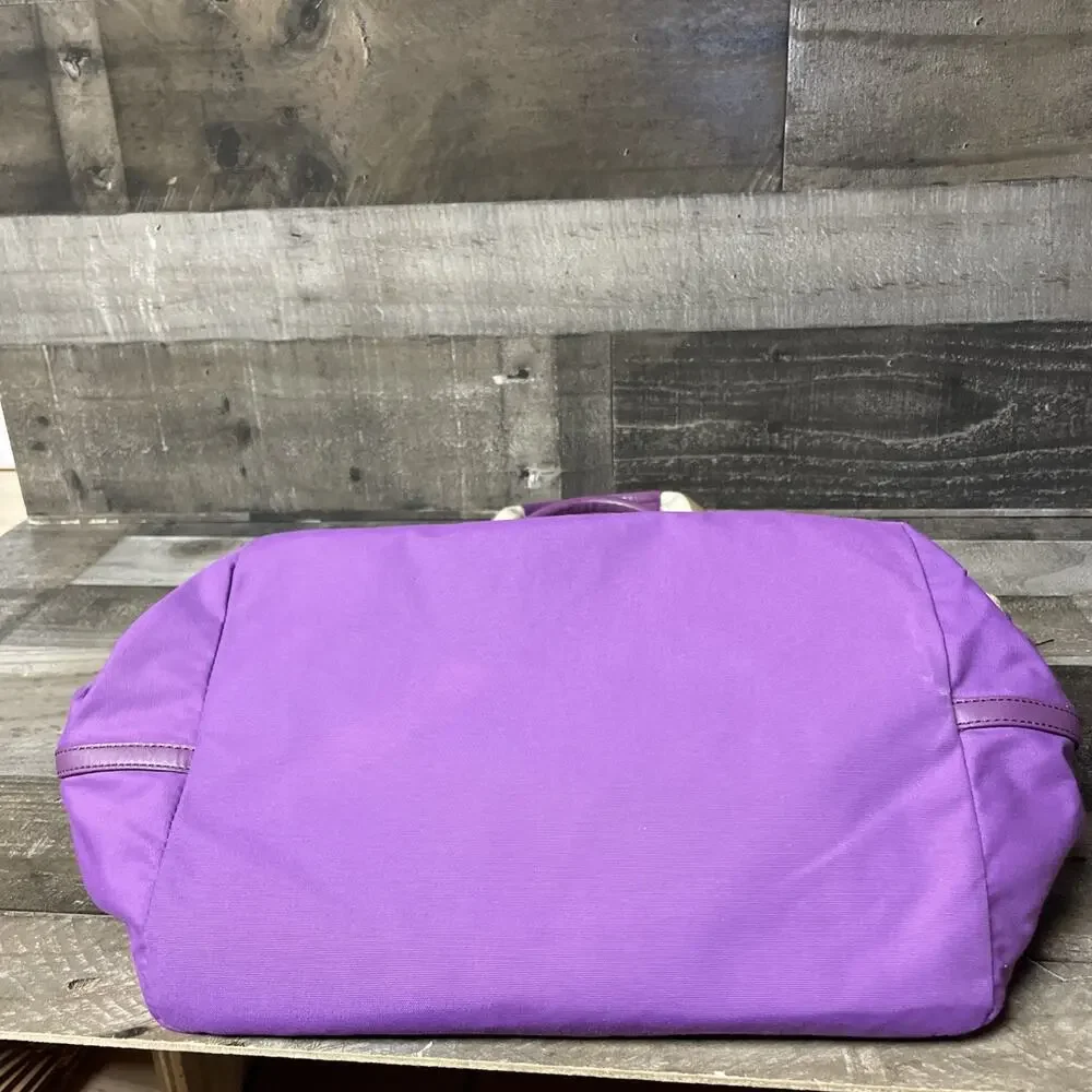 KATE SPADE Barrow Street Bon Nylon Shopper Tote Purse- Violet/Cream/Gold w/ Bow